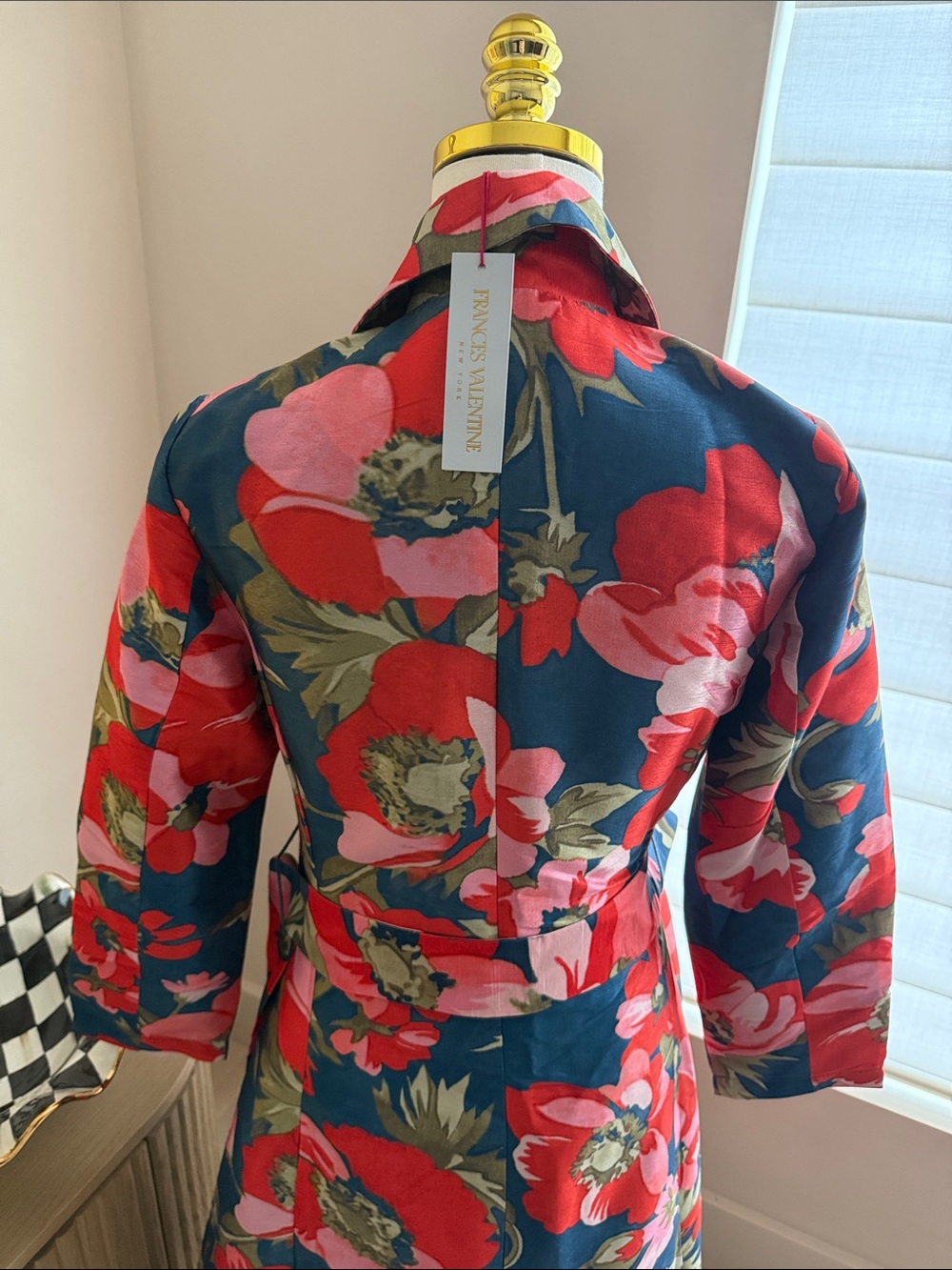 Frances Valentine New York Lucille Wrap Dress Paradise Poppy Size Small Navy Red - Picture 11 of 16